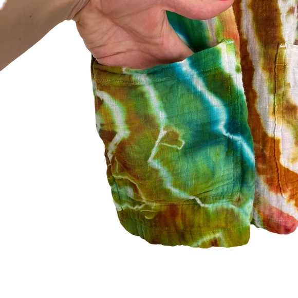 Handmade Geode Tie Dye Romper Shorts Womens XS Jumper Jumpsuit Pockets Multi - Picture 6 of 14
